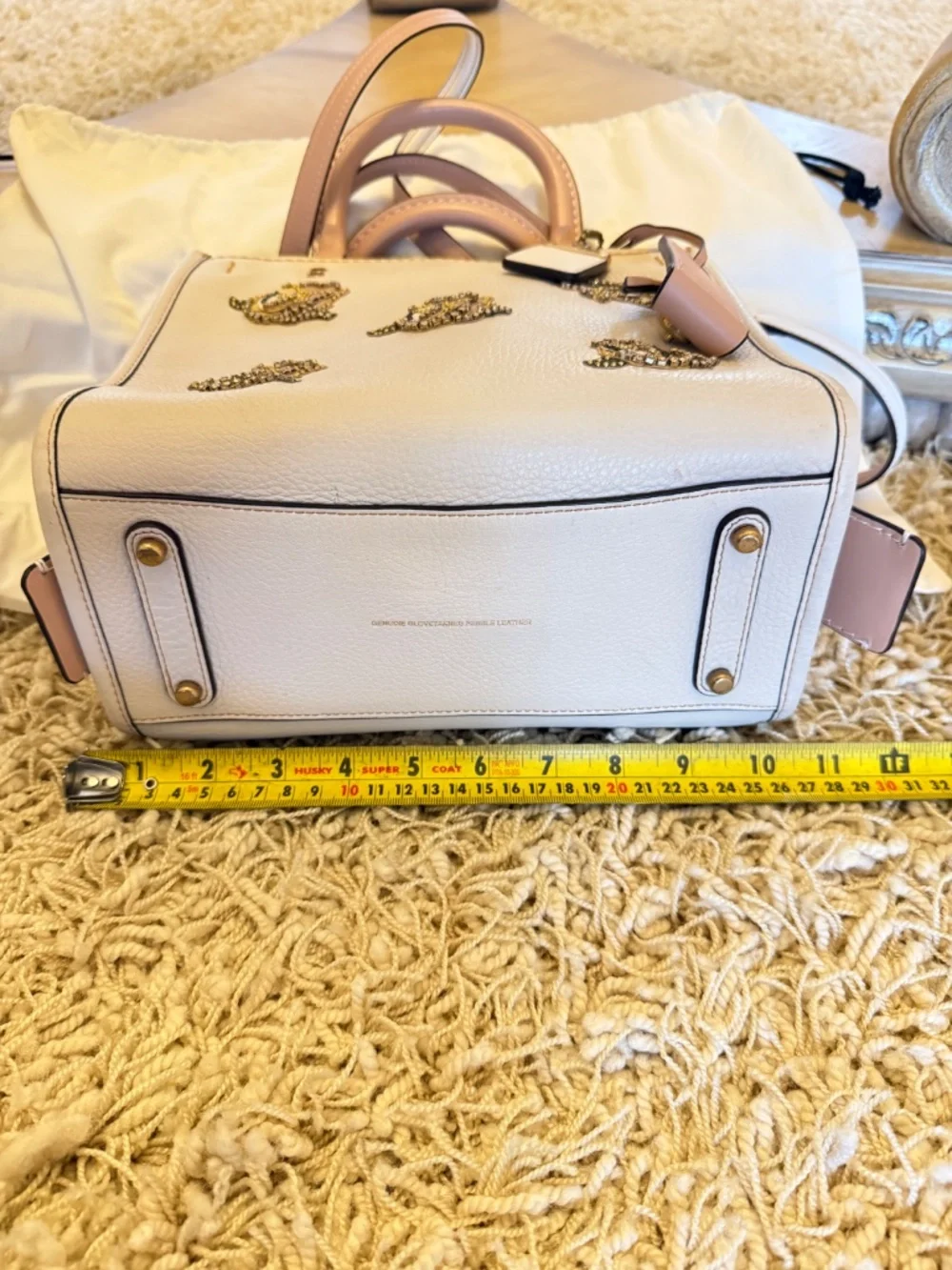Coach Rogue 25 Tea Rose Appliqué Satchel Chalk Glovetanned Leather Rare NWOT